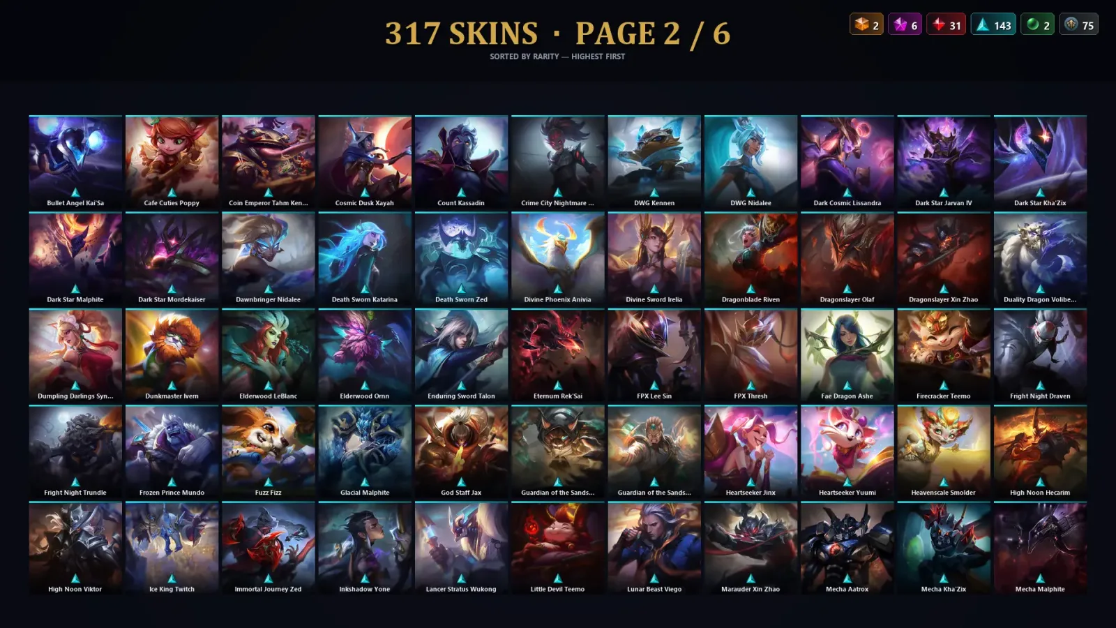 [LoL] | NA | Level 500 | 172 Champions | 317 Skins — LoL account