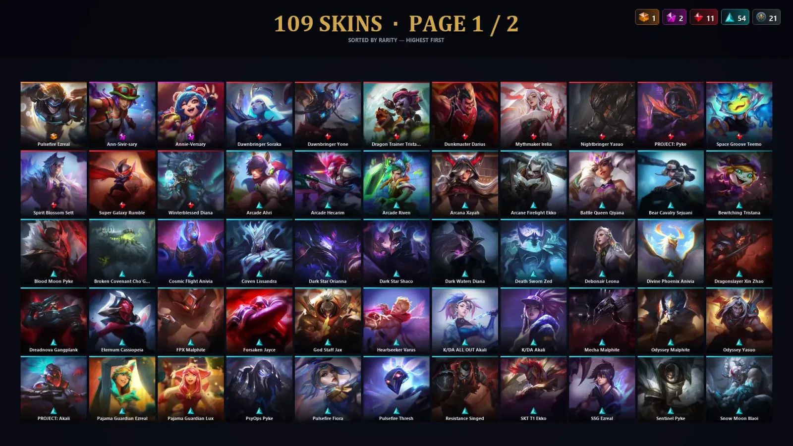 [LoL] | EUW | Level 350 | 151 Champions | 109 Skins