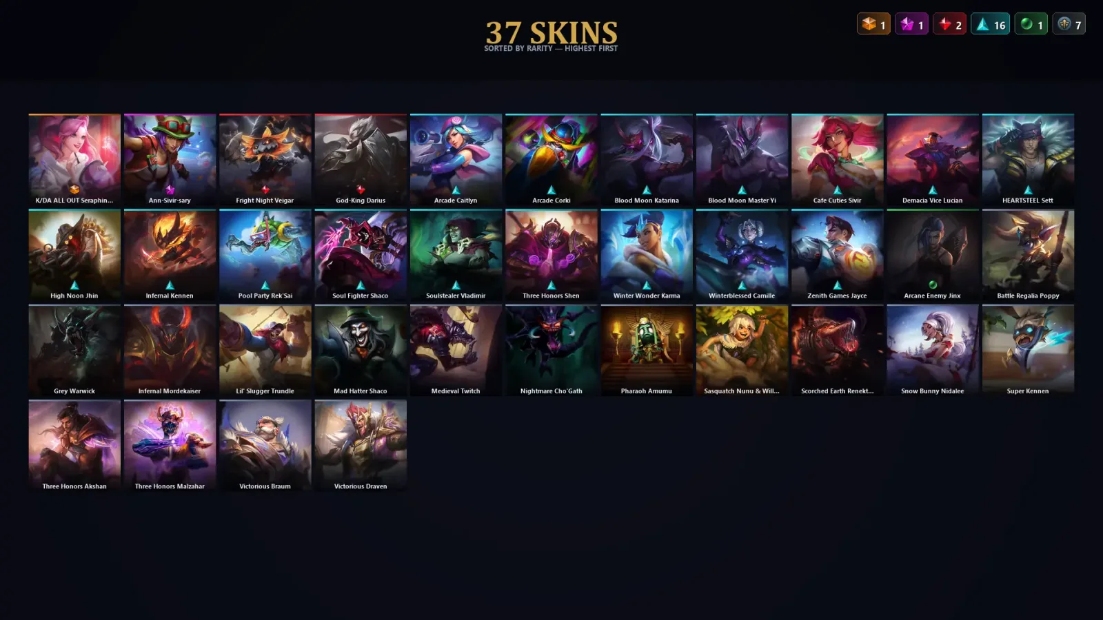 [LoL] | TR | Level 79 | Diamond II | 149 Champions | 37 Skins | 14,851 BE