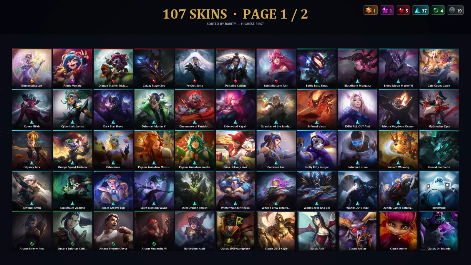 [LoL] | TR | Level 138 | 173 Champions | 107 Skins