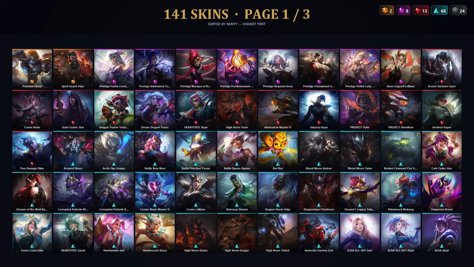 [LoL] | TR | Level 237 | Diamond IV | 172 Champions | 141 Skins — LoL account