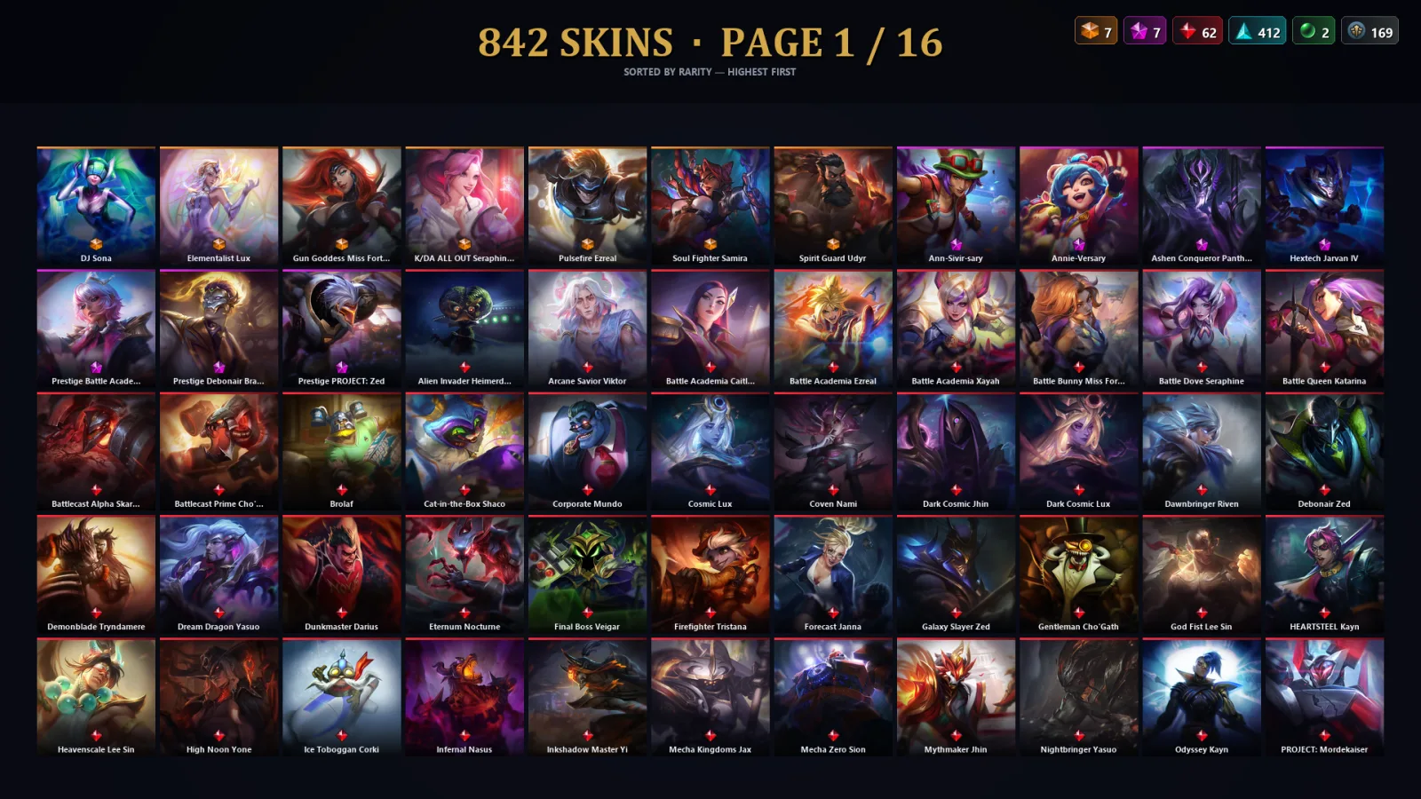 [LoL] | NA | Level 500 | 173 Champions | 810 Skins | 65,932 BE