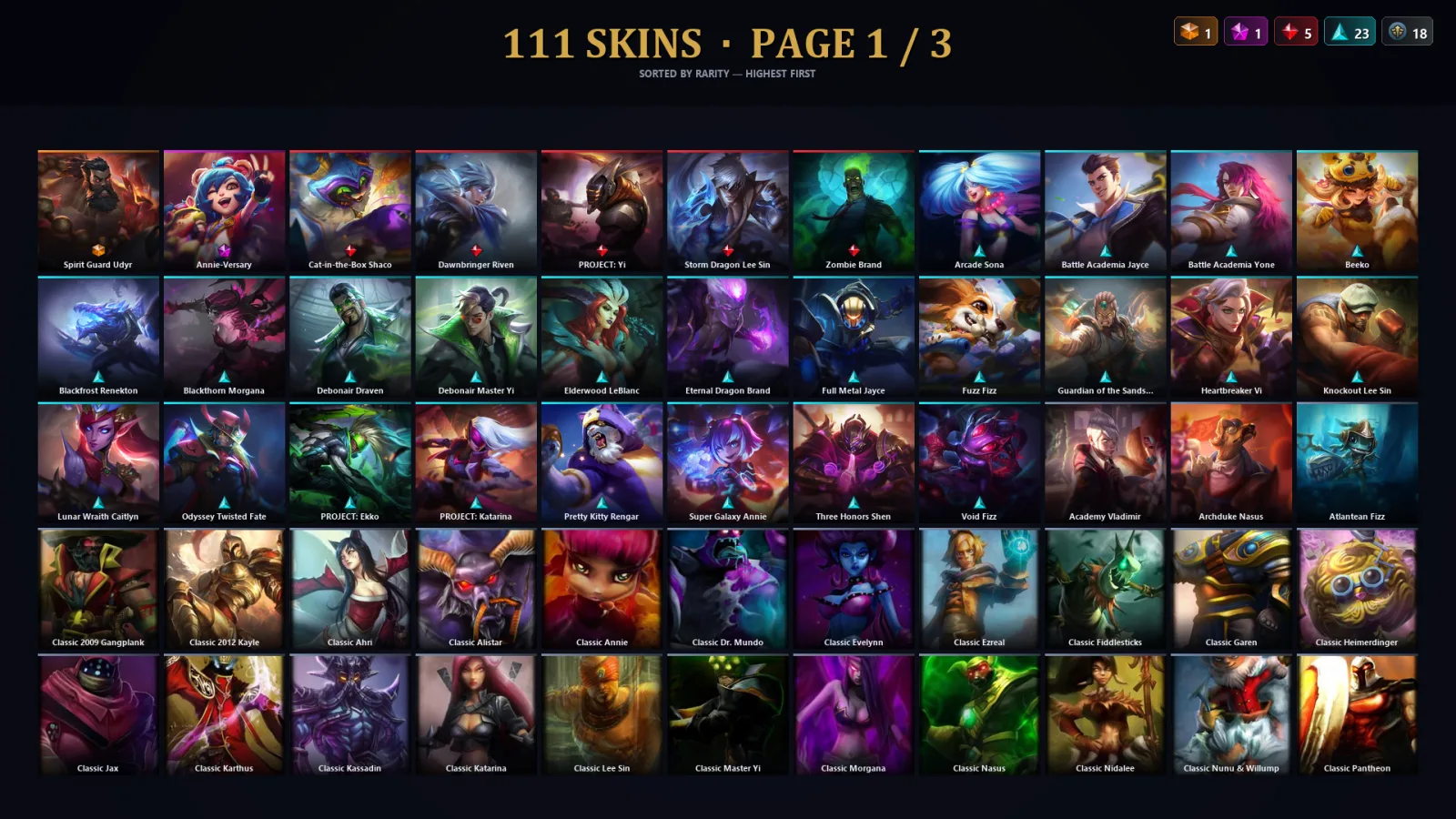 [LoL] | TR | Level 114 | Diamond IV | 173 Champions | 111 Skins | 33,426 BE
