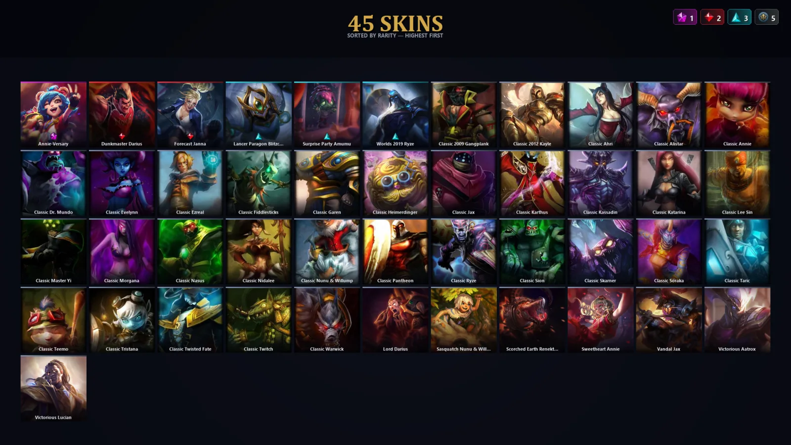[LoL] | TR | Level 60 | 42 Champions | 45 Skins