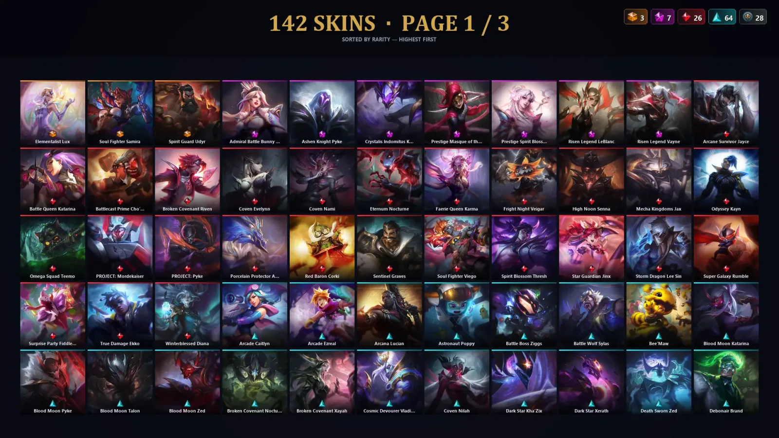 [LoL] | TR | Level 213 | Emerald I | 172 Champions | 142 Skins | 74,250 BE — LoL account