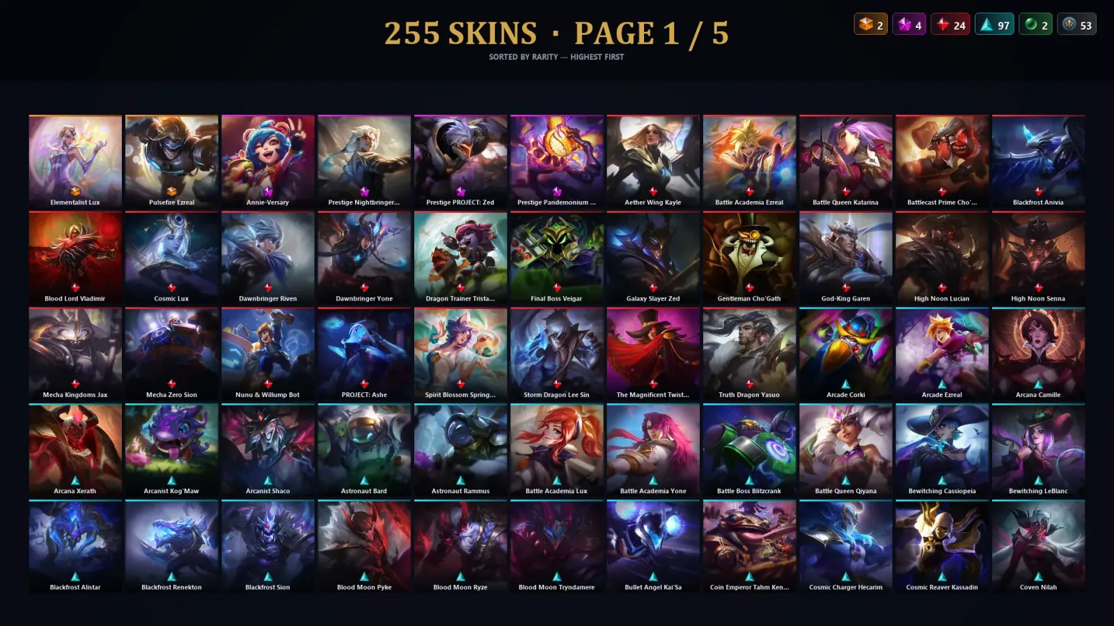 [LoL] | NA | Level 344 | 172 Champions | 255 Skins | 44,851 BE — LoL account