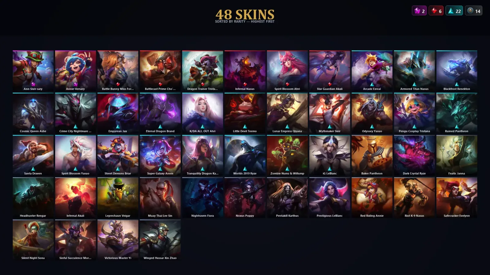 [LoL] | TR | Level 113 | 91 Champions | 48 Skins | 13,634 BE — LoL account
