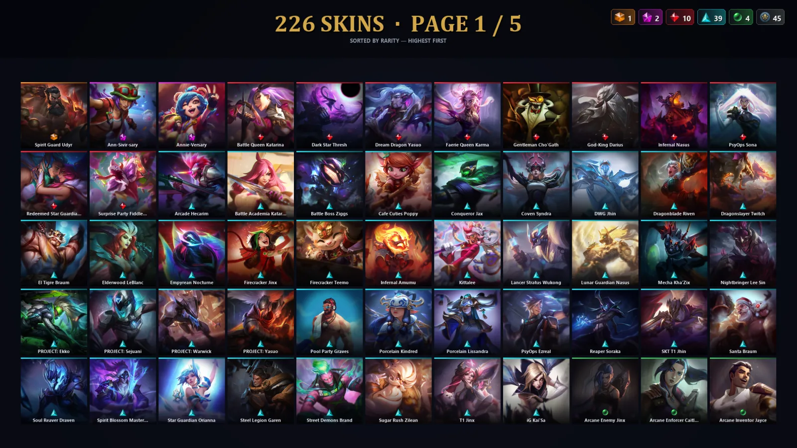 [LoL] | EUW | Level 177 | Emerald I | 173 Champions | 194 Skins | 44,102 BE