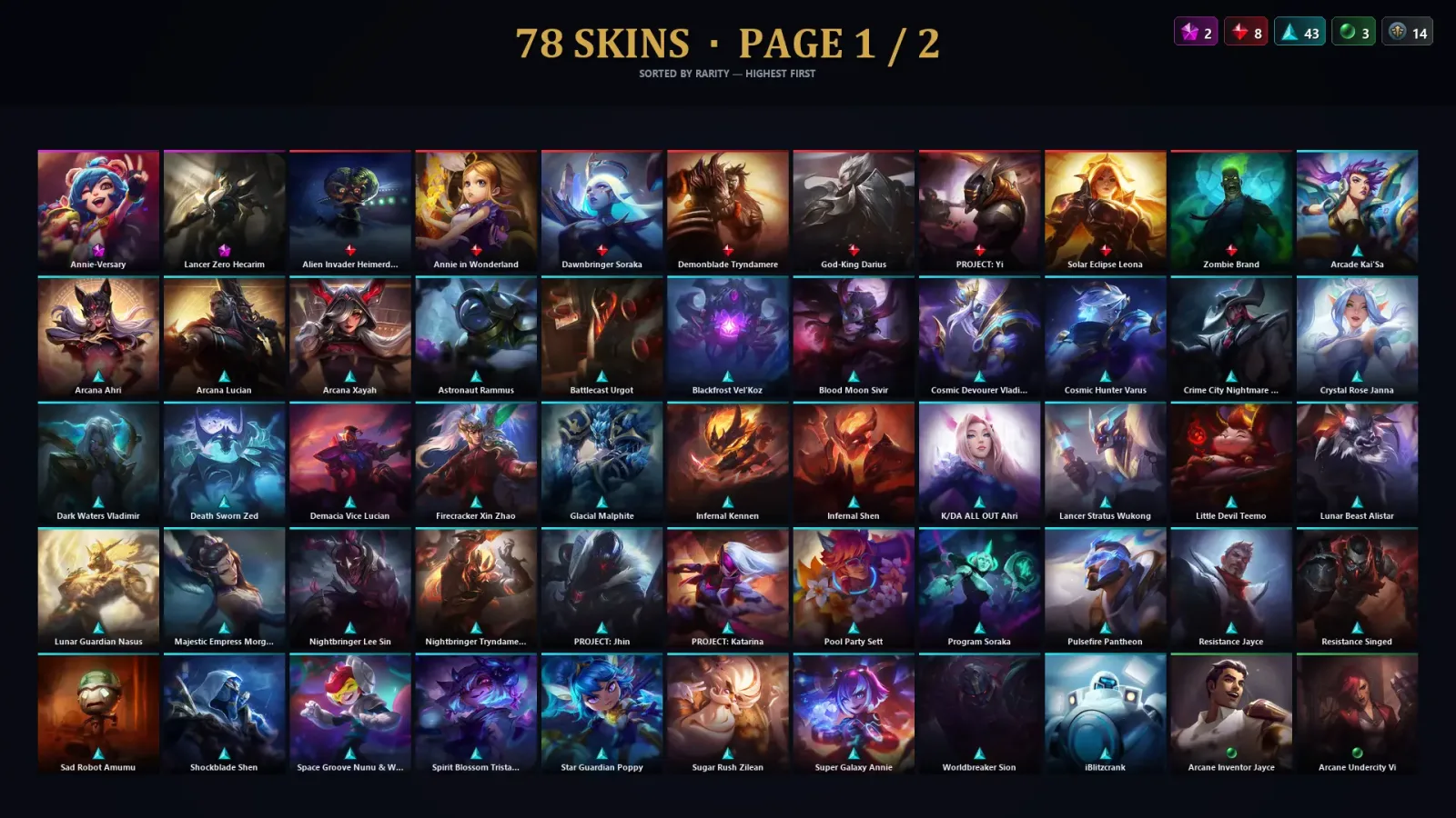 [LoL] | TR | Level 88 | 102 Champions | 78 Skins — LoL account