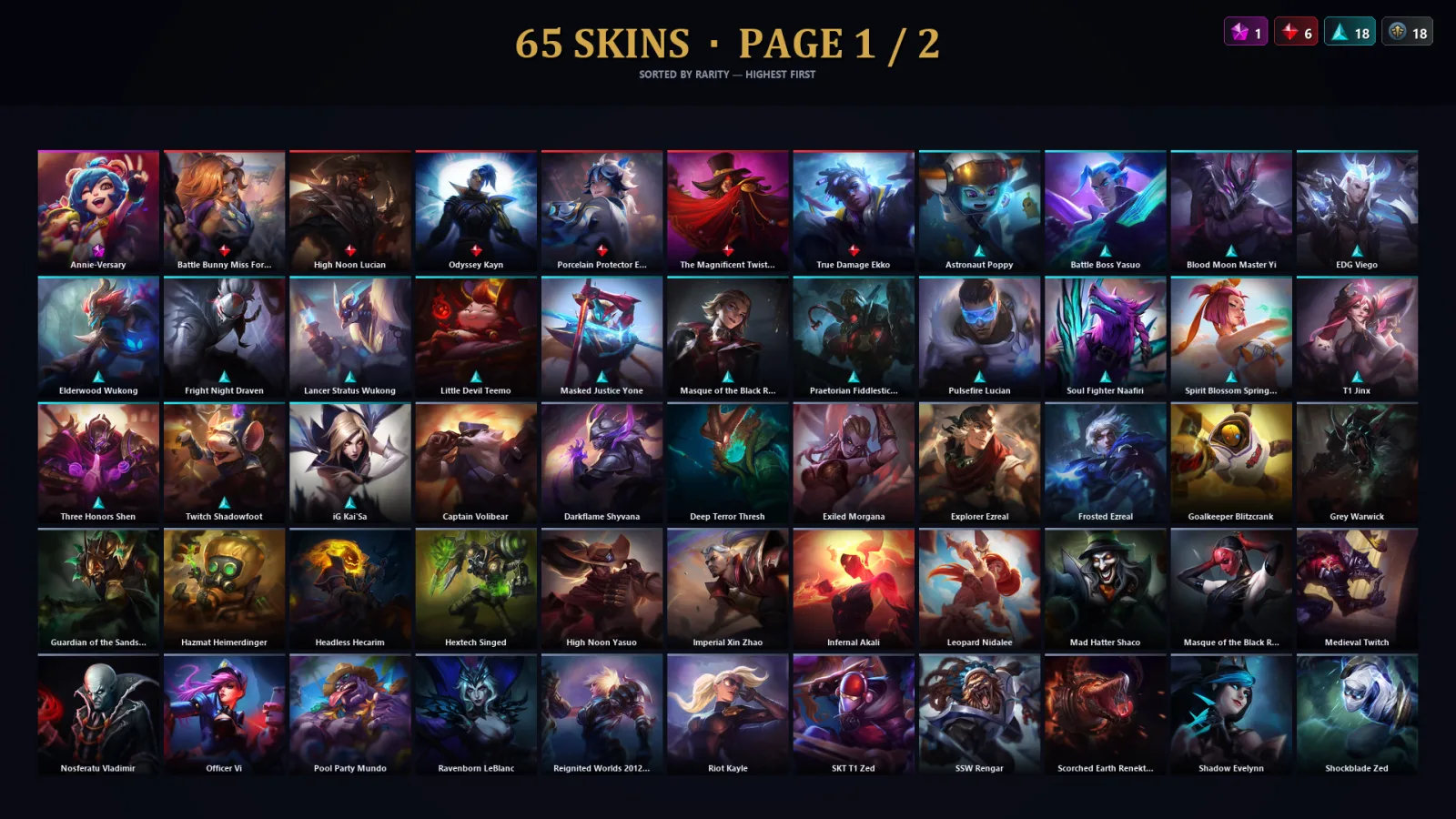 [LoL] | EUW | Level 213 | Diamond II | 173 Champions | 65 Skins | 22,894 BE