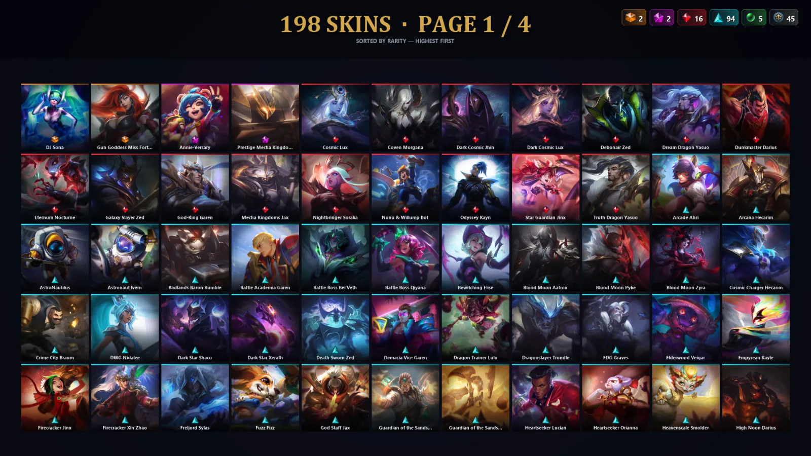 [LoL] | TR | Level 300 | Silver II | 173 Champions | 198 Skins — Silver League of Legends