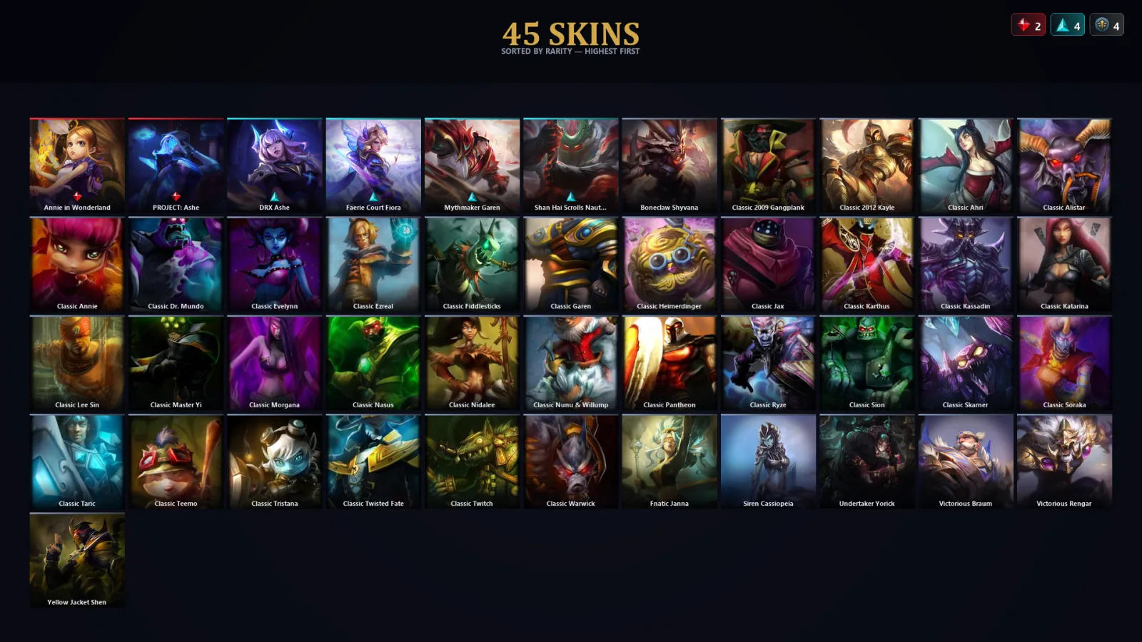 [LoL] | EUW | Level 73 | Platinum IV | 93 Champions | 45 Skins | 43,512 BE