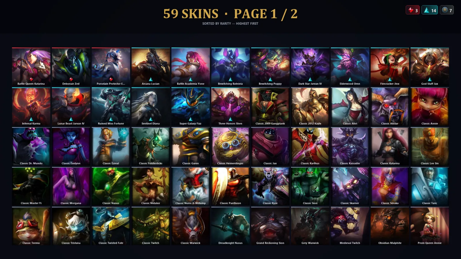 [LoL] | EUW | Level 163 | Gold I | 173 Champions | 59 Skins | 31,722 BE