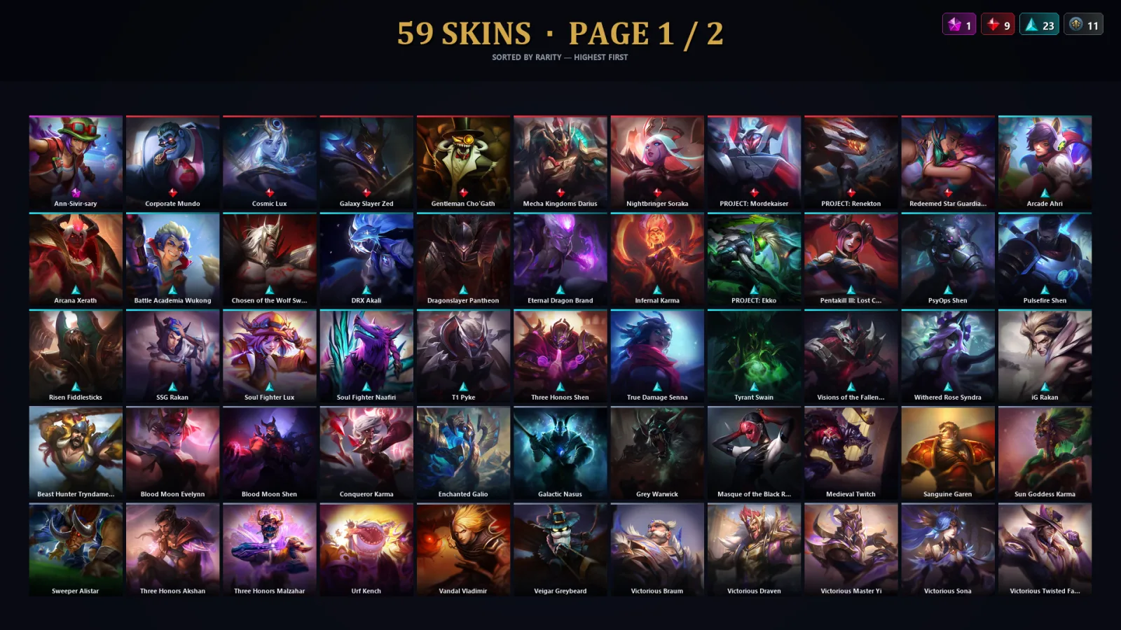 [LoL] | TR | Level 142 | Silver I | 163 Champions | 59 Skins