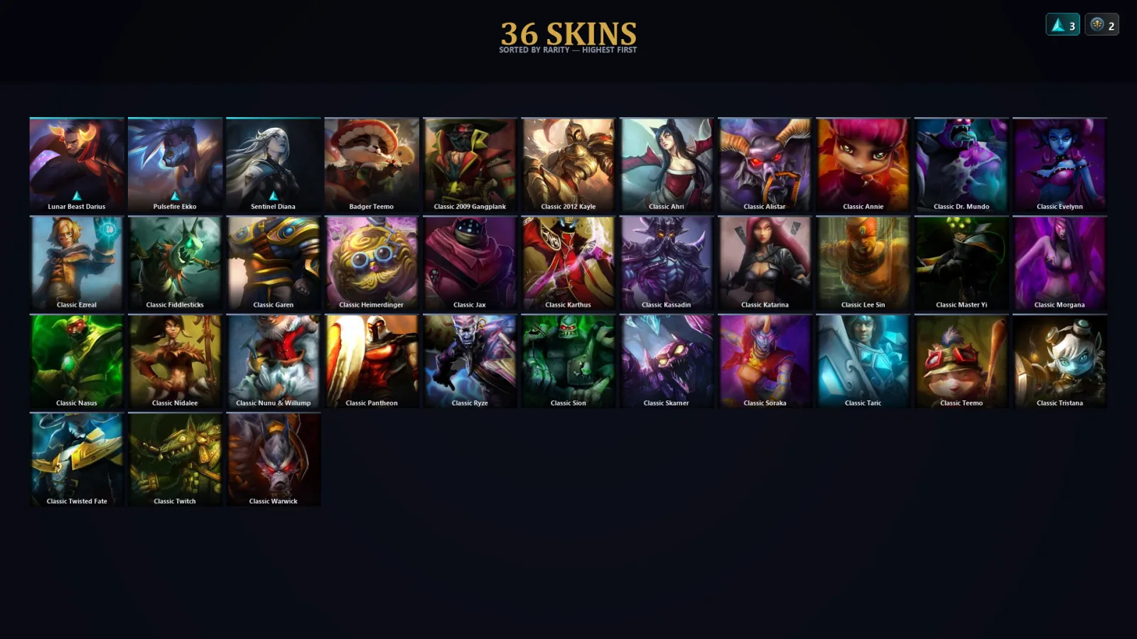 [LoL] | EUW | Level 34 | Silver II | 34 Champions | 36 Skins