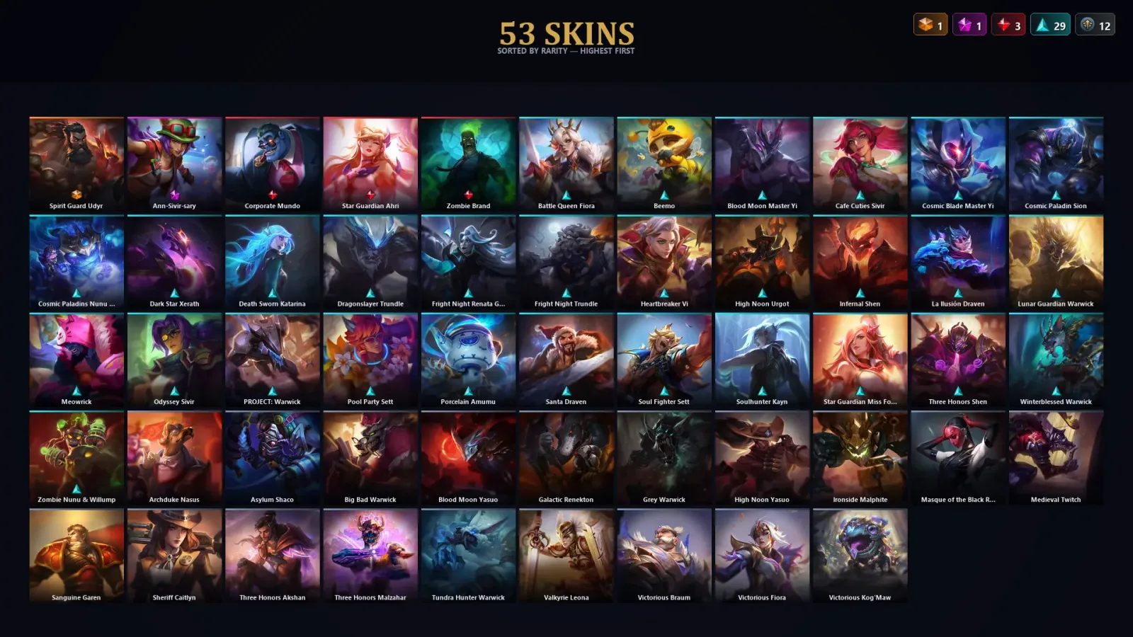 [LoL] | TR | Level 172 | Diamond I | 172 Champions | 53 Skins — LoL account