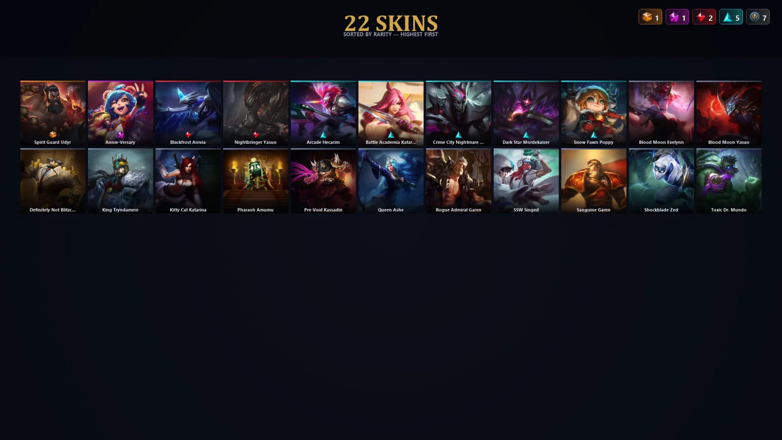 [LoL] | TR | Level 88 | 54 Champions | 22 Skins
