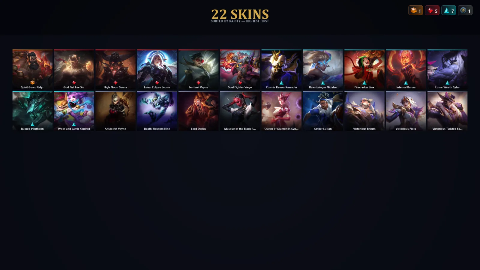 [LoL] | TR | Level 110 | Diamond IV | 155 Champions | 22 Skins