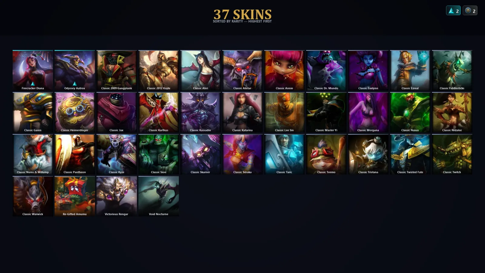 [LoL] | EUW | Level 35 | Platinum IV | 76 Champions | 5 Skins | 10,665 BE