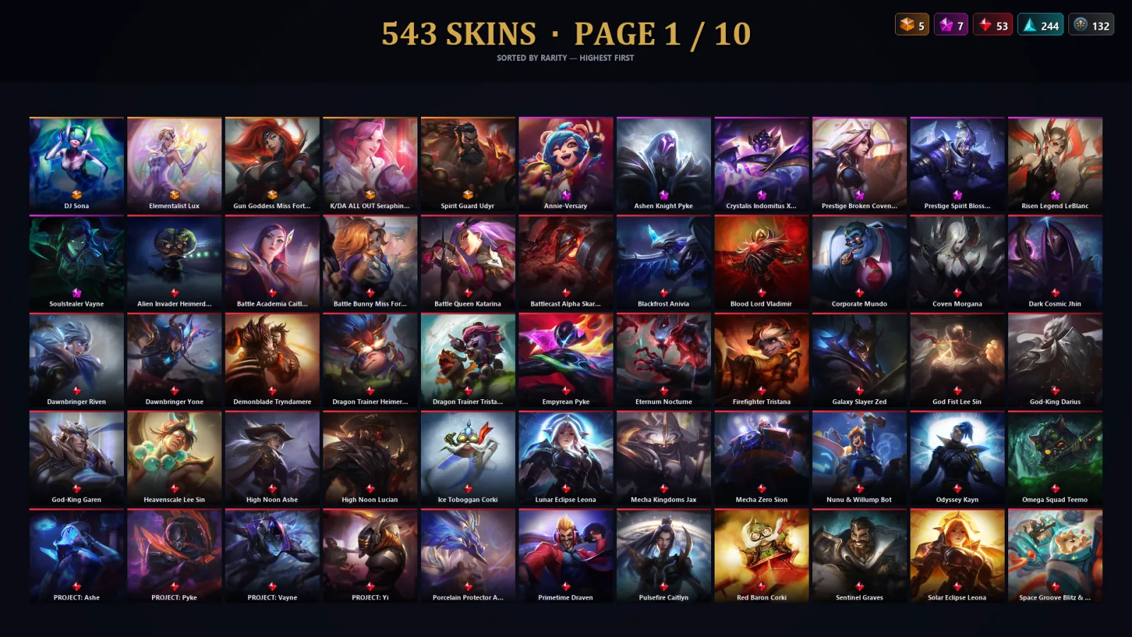 [LoL] | EUW | Level 500 | 173 Champions | 543 Skins | 37,639 BE
