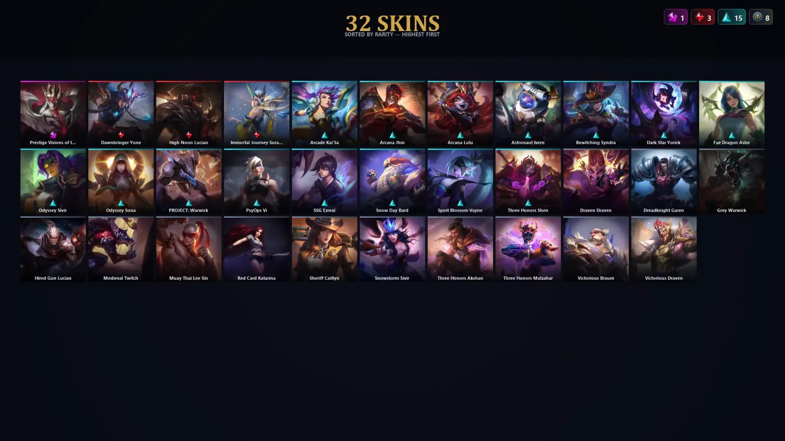 [LoL] | EUW | Level 47 | Platinum II | 145 Champions | 32 Skins | 36,763 BE with Vi