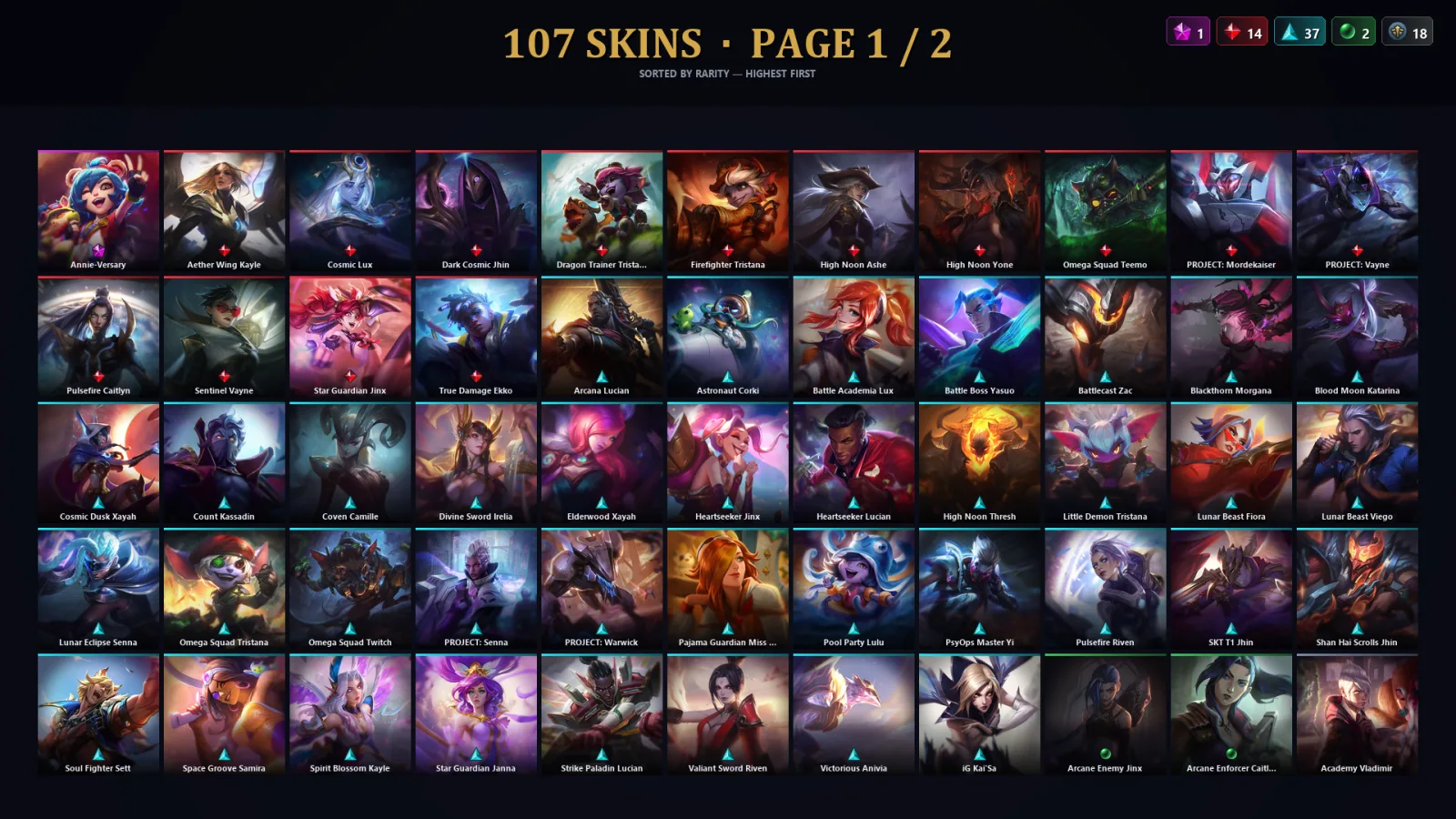 [LoL] | TR | Level 183 | Emerald III | 161 Champions | 107 Skins