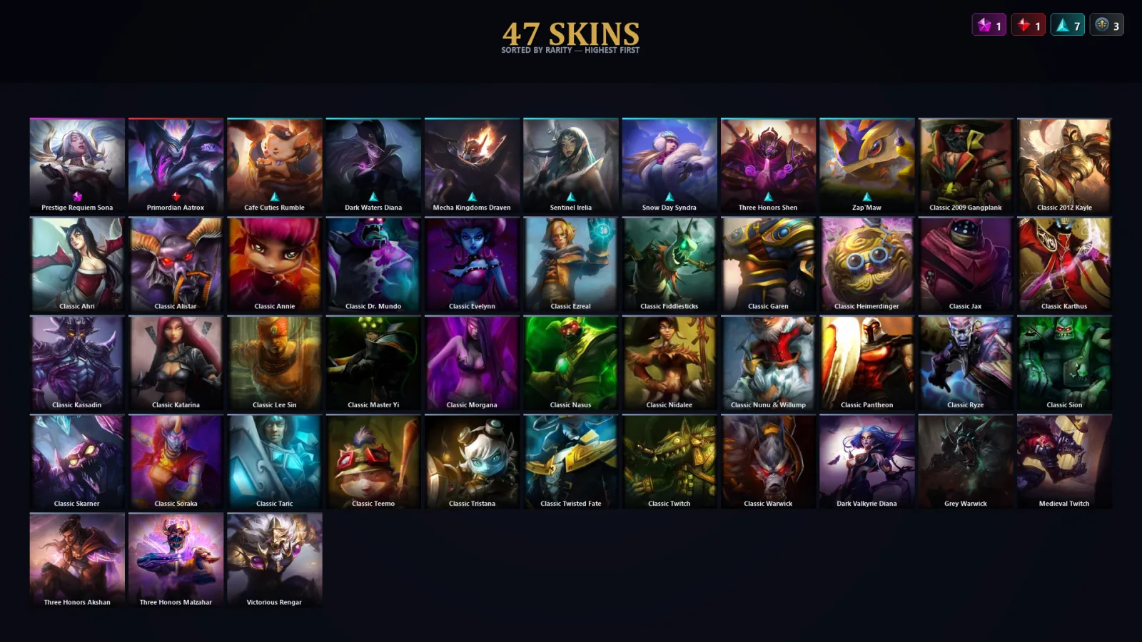 [LoL] | TR | Level 49 | Diamond III | 66 Champions | 47 Skins | 10,827 BE