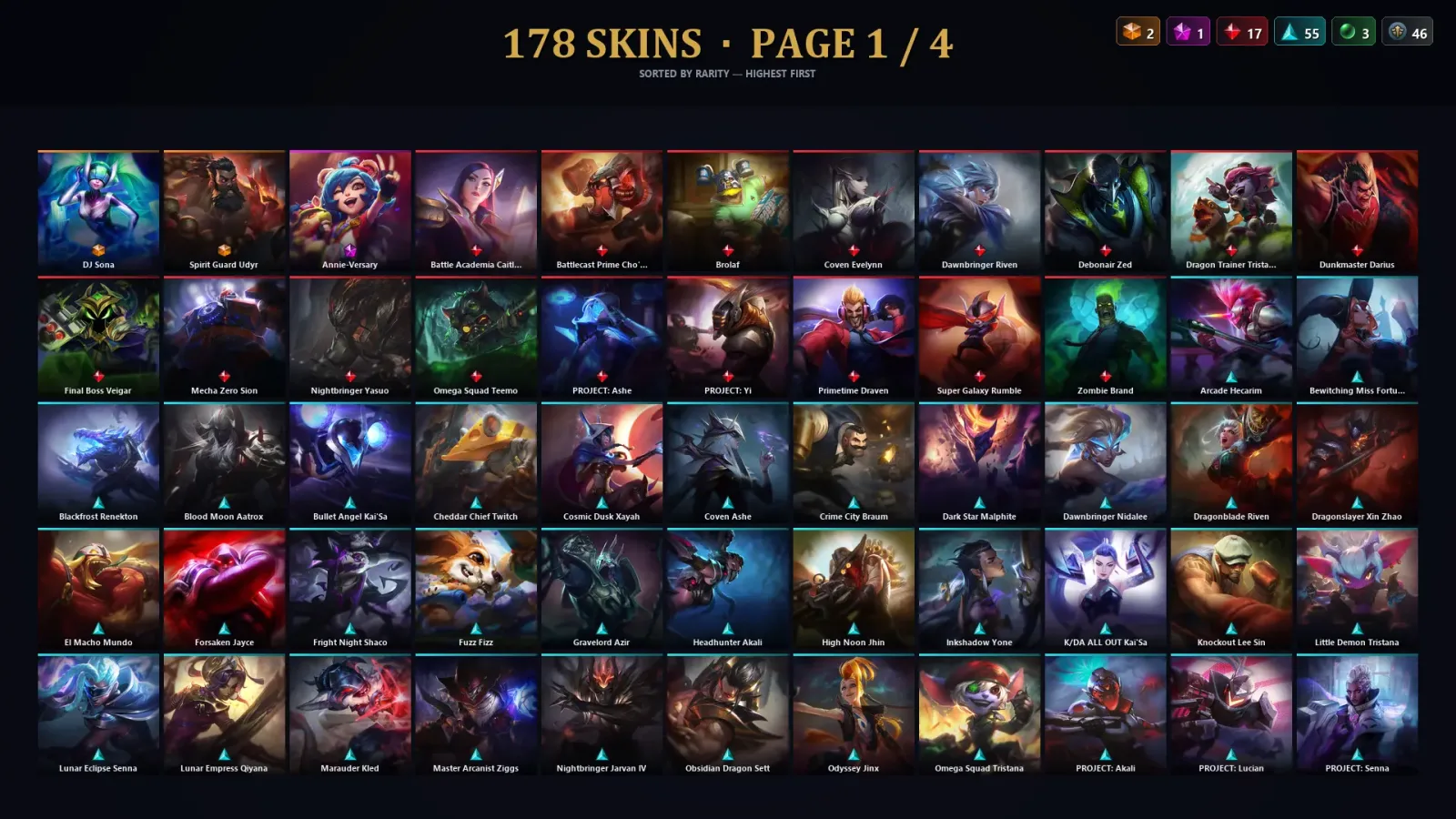 [LoL] | TR | Level 426 | Silver IV | 172 Champions | 178 Skins | 117,821 BE — LoL account