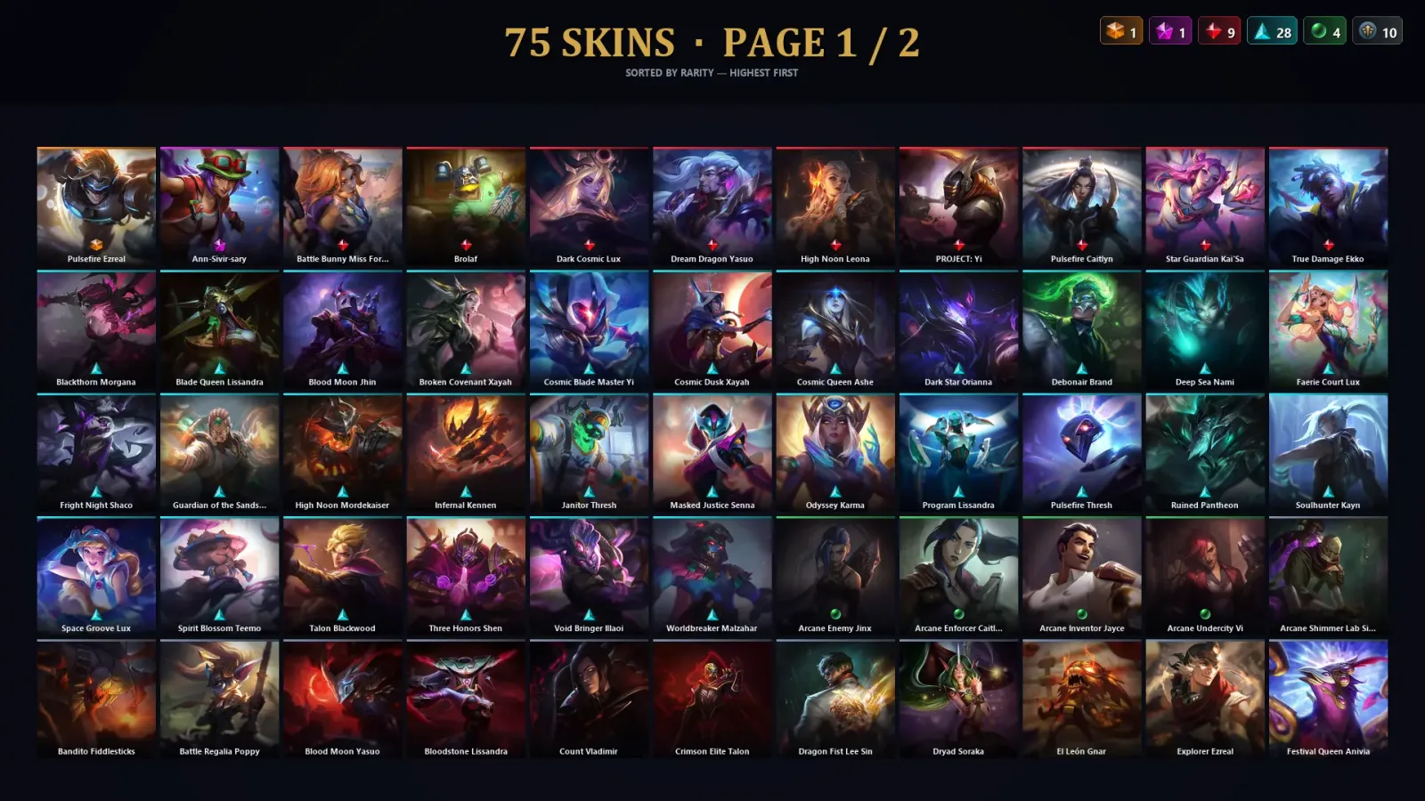 [LoL] | TR | Level 277 | Platinum IV | 172 Champions | 75 Skins | 10,450 BE — LoL account