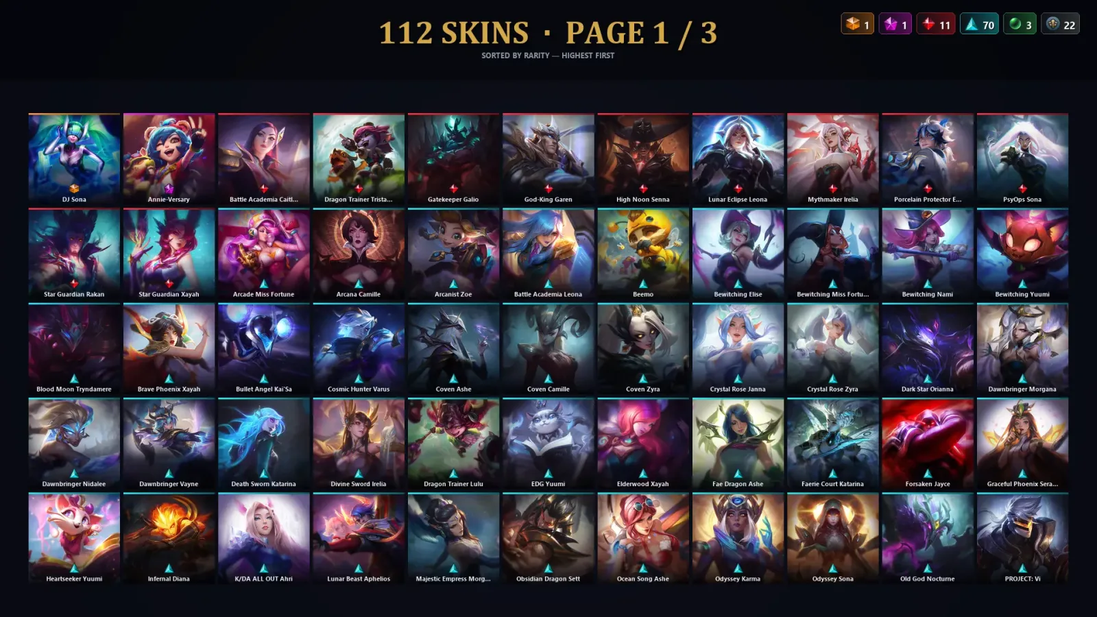 [LoL] | TR | Level 109 | 104 Champions | 112 Skins | 15,927 BE — LoL account