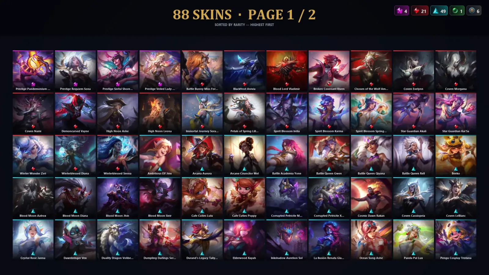 [LoL] | TR | Level 30 | Challenger | 82 Champions | 88 Skins | 42,202 BE