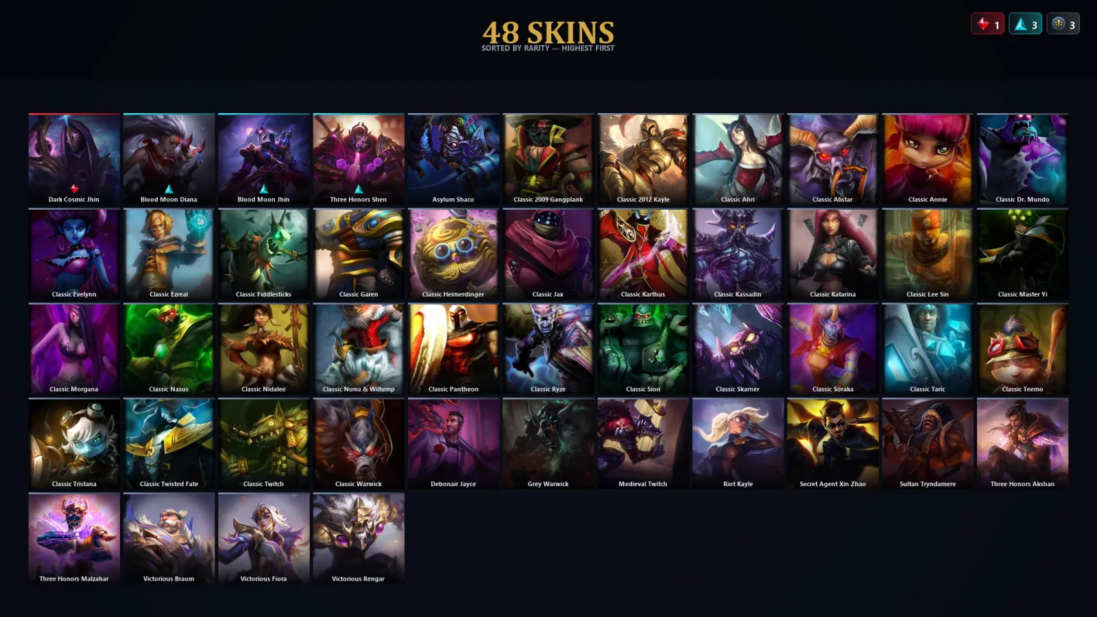 [LoL] | TR | Level 61 | Platinum IV | 77 Champions | 48 Skins