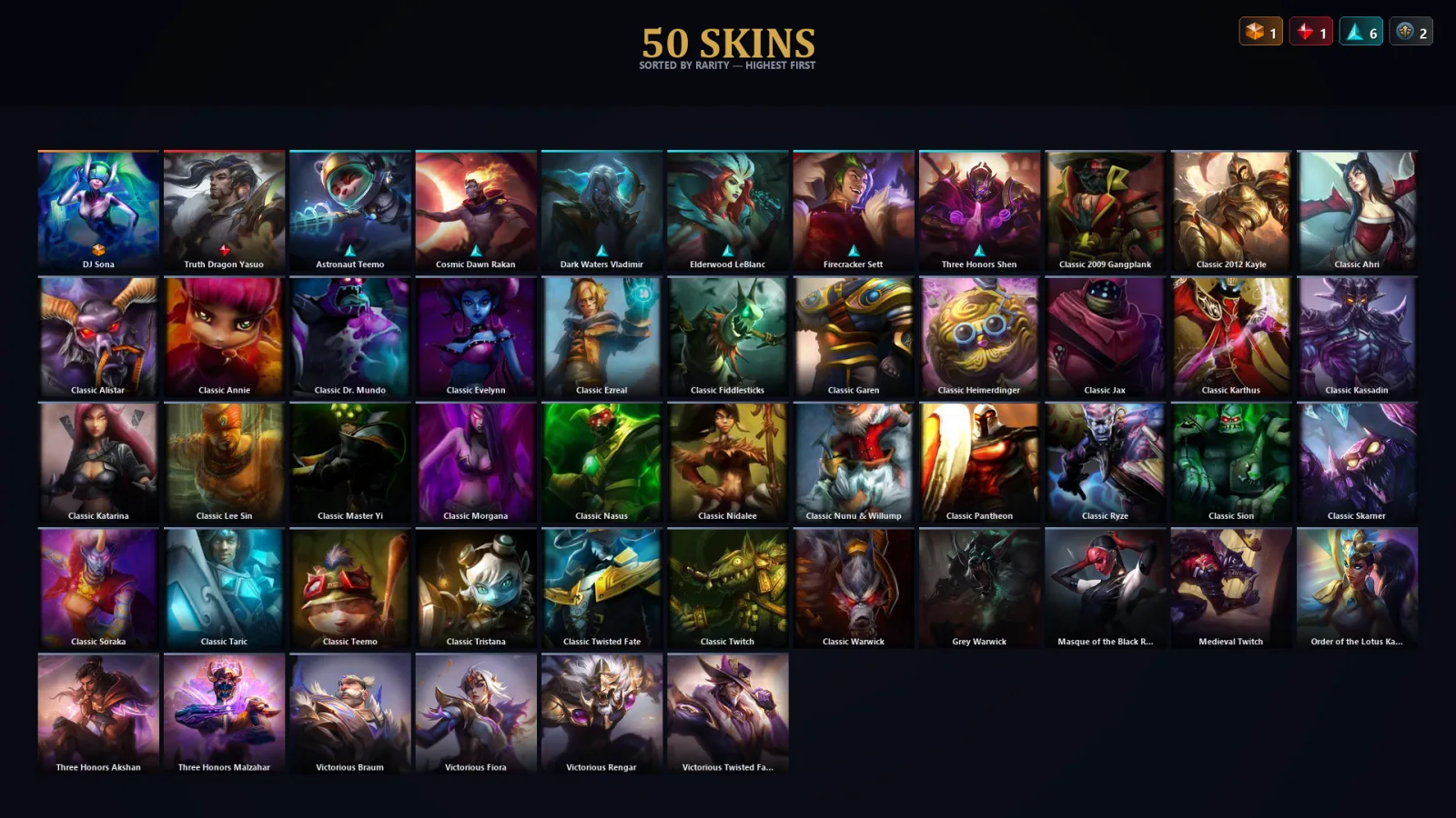 [LoL] | EUW | Level 73 | Platinum IV | 65 Champions | 50 Skins | 103,186 BE