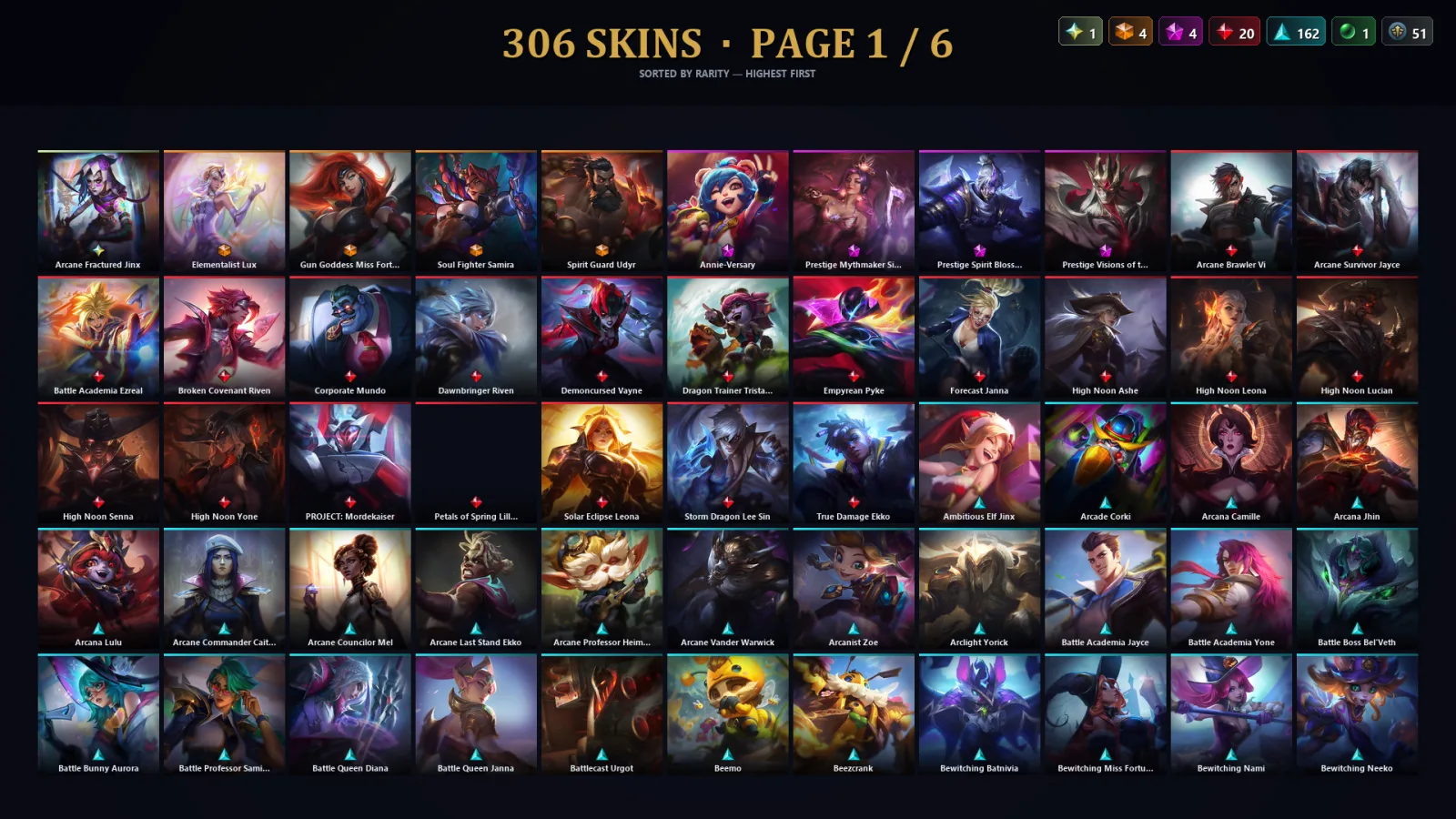 [LoL] | TR | Level 256 | Silver III | 173 Champions | 306 Skins | 232,950 BE