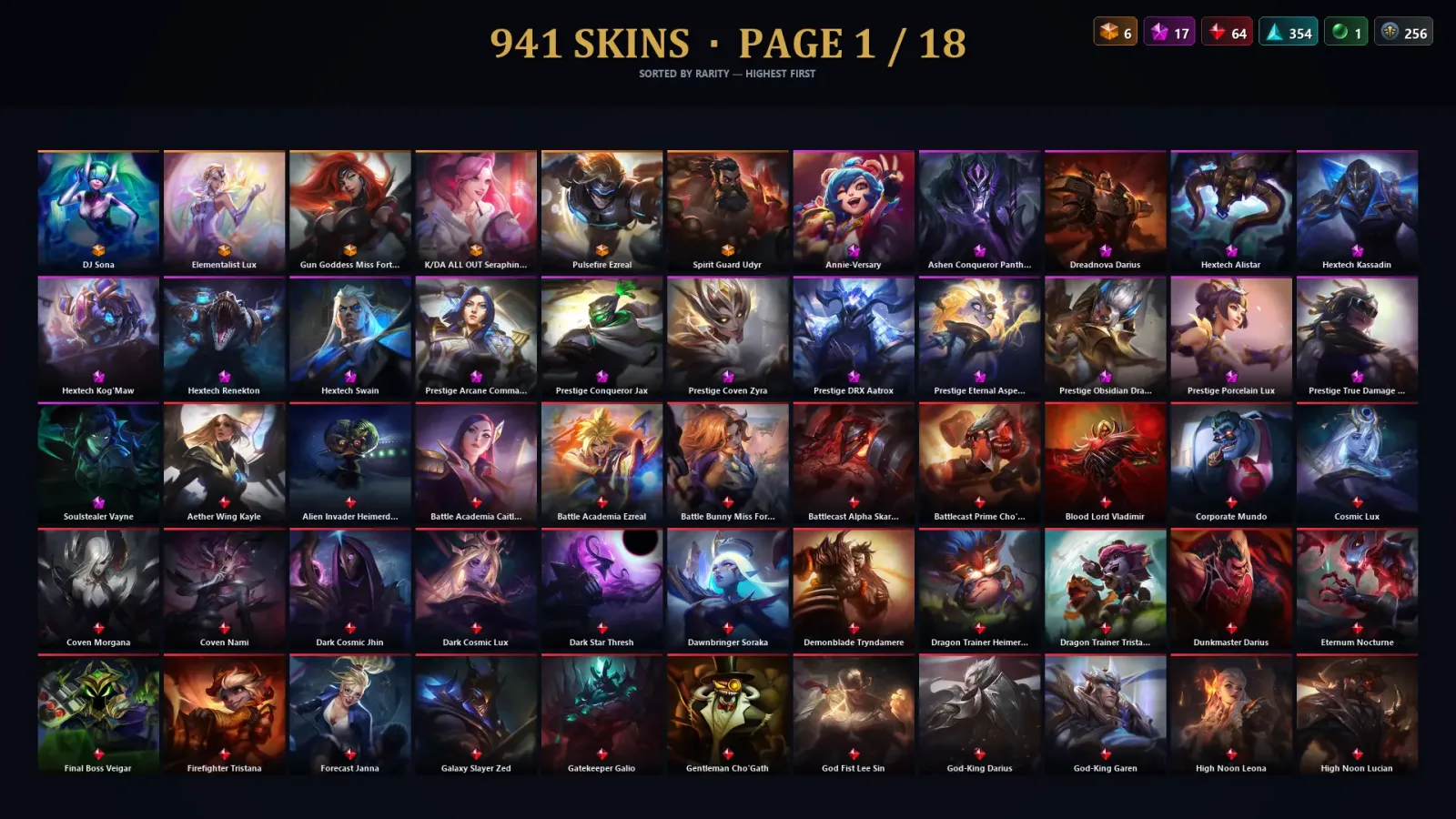 [LoL] | EUW | Level 390 | Gold II | 172 Champions | 941 Skins | 146,569 BE — LoL account