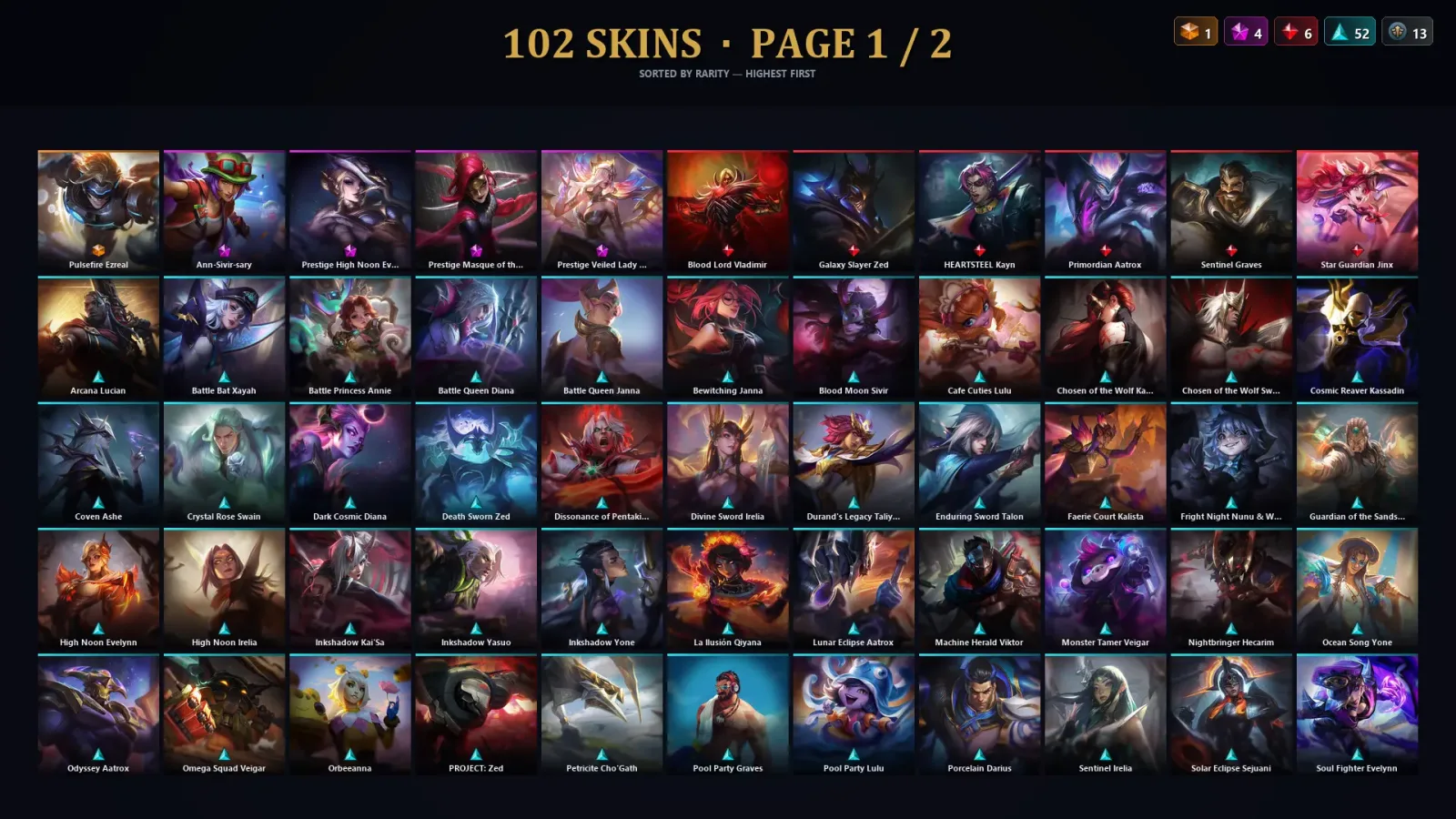 [LoL] | TR | Level 183 | Diamond I | 165 Champions | 102 Skins — LoL account