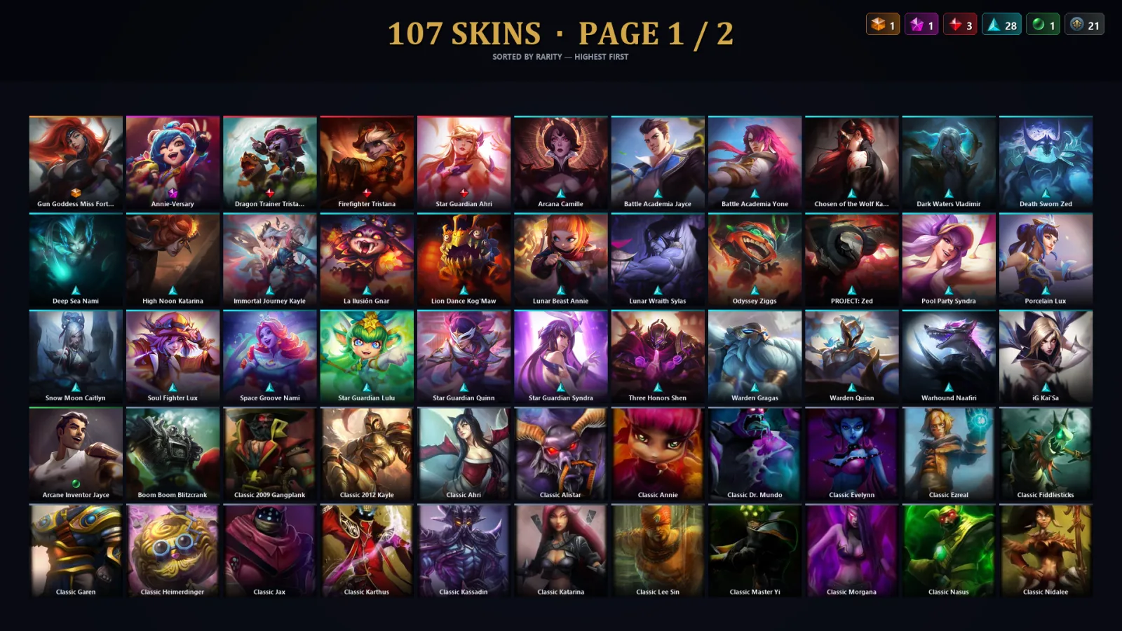 [LoL] | EUW | Level 276 | Gold II | 173 Champions | 107 Skins | 36,939 BE