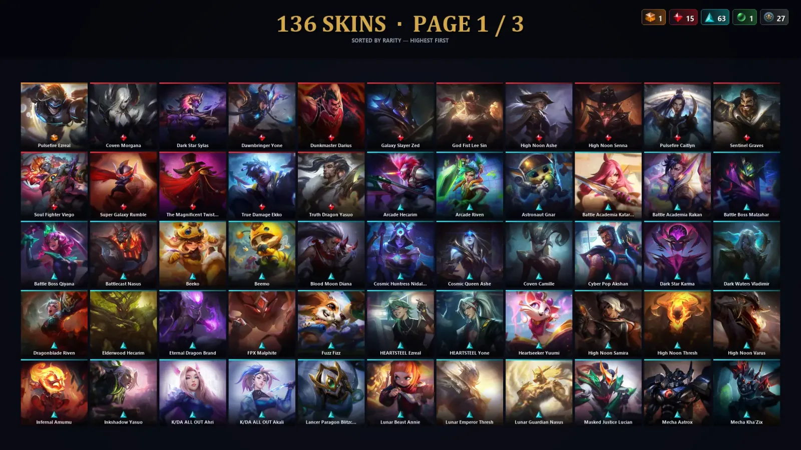 [LoL] | TR | Level 304 | Emerald IV | 172 Champions | 136 Skins | 84,727 BE