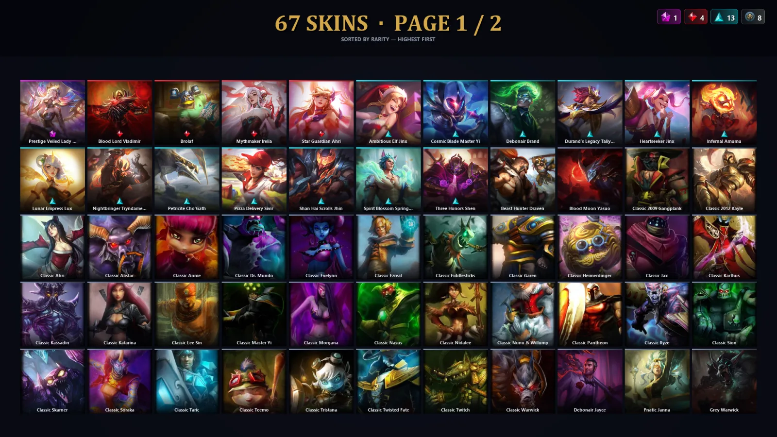 [LoL] | TR | Level 66 | Iron I | 90 Champions | 35 Skins | 16,205 BE