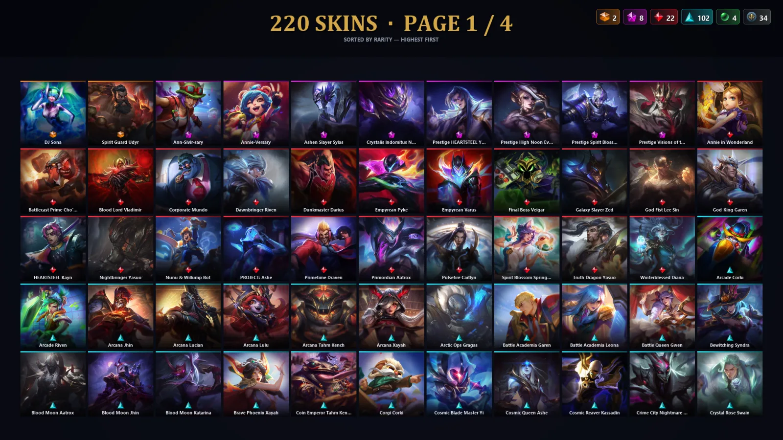 [LoL] | EUW | Level 30 | 173 Champions | 220 Skins | 25,825 BE