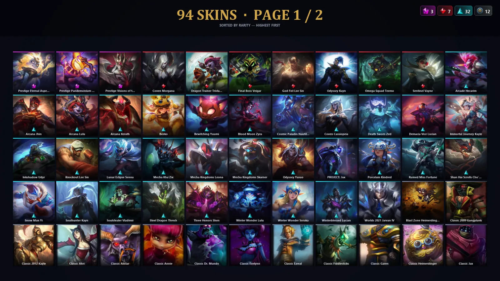 [LoL] | TR | Level 127 | Bronze II | 117 Champions | 94 Skins