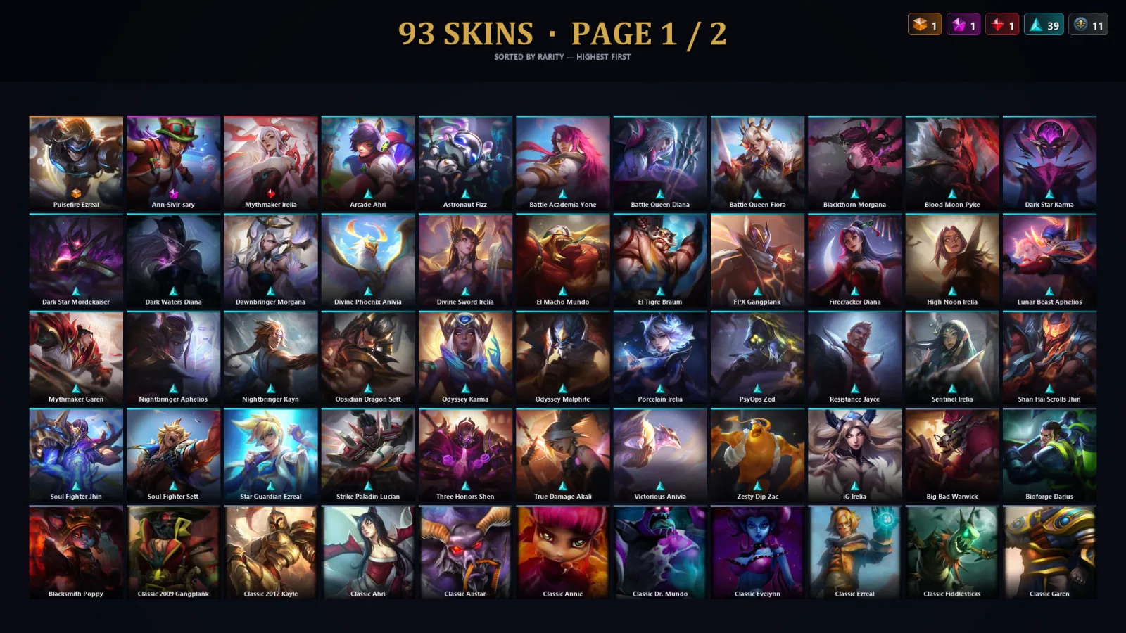 [LoL] | EUW | Level 30 | Master | 125 Champions | 93 Skins | 17,459 BE