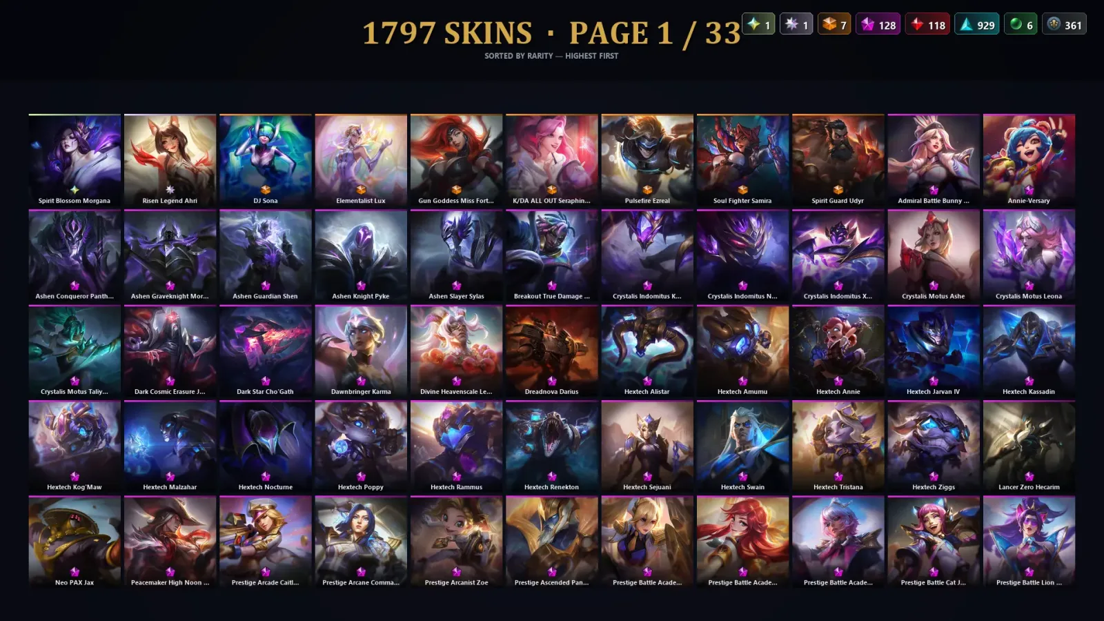 [LoL] | TR | Level 500 | Emerald IV | 172 Champions | 1797 Skins | 63,105 BE — LoL account