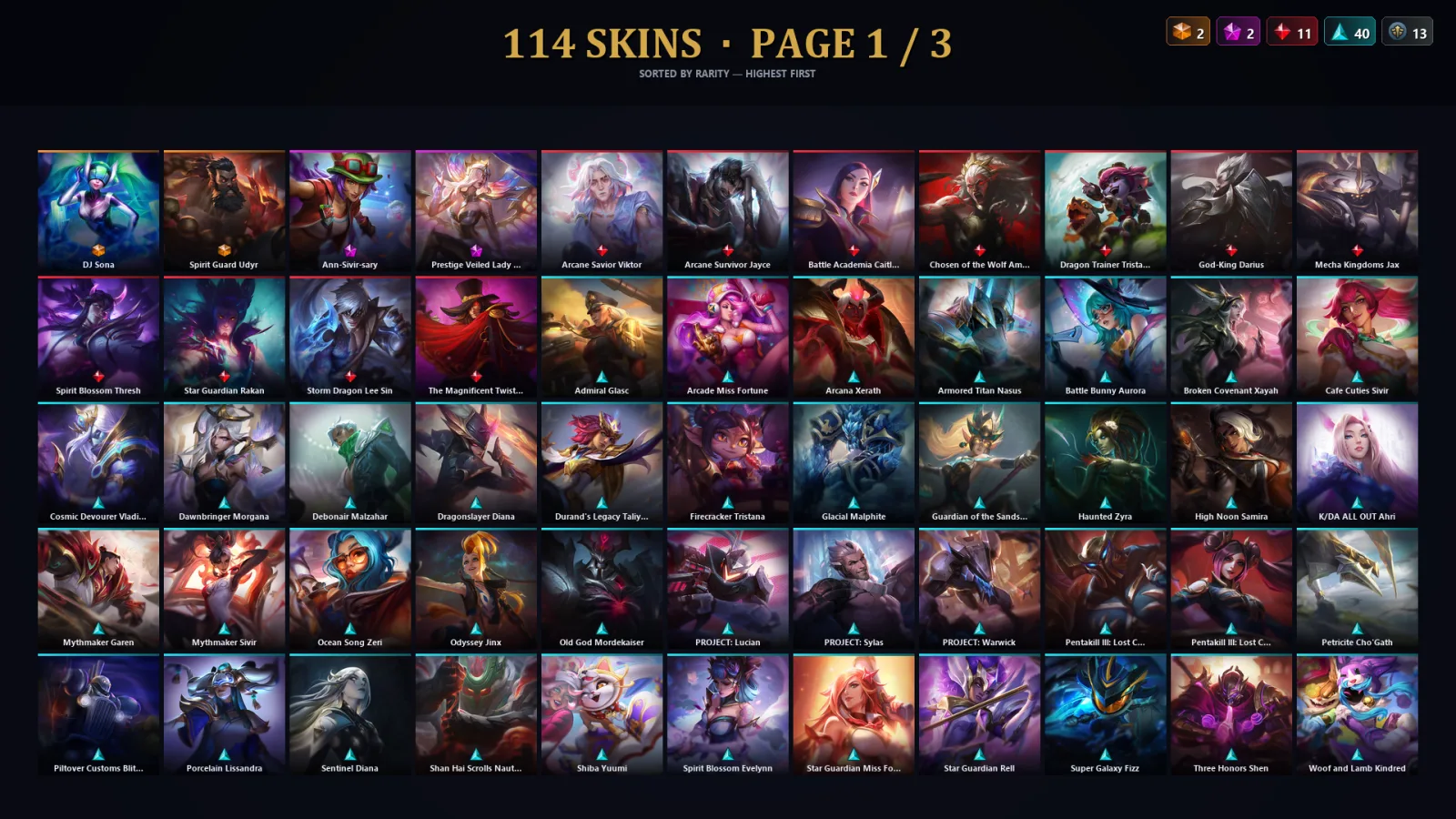 [LoL] | TR | Level 315 | Silver II | 173 Champions | 114 Skins | 174,053 BE
