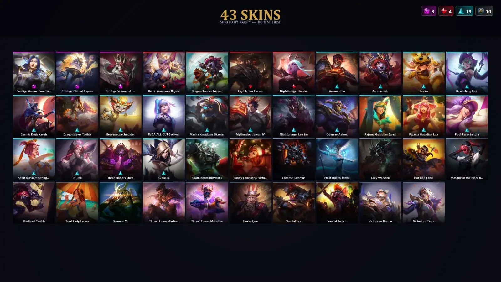 [LoL] | TR | Level 74 | Diamond II | 141 Champions | 43 Skins | 10,893 BE