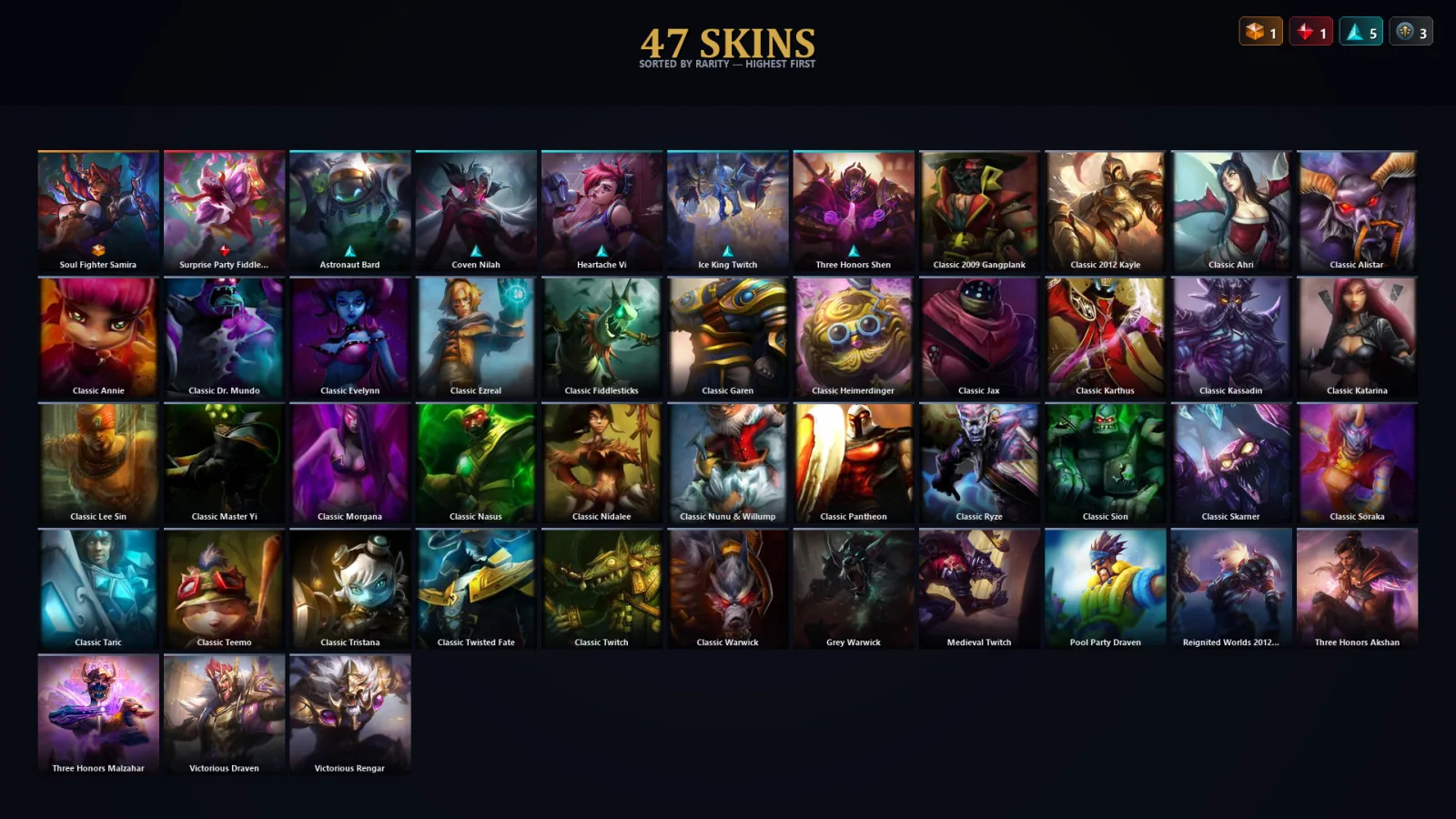 [LoL] | EUW | Level 61 | Diamond IV | 90 Champions | 47 Skins
