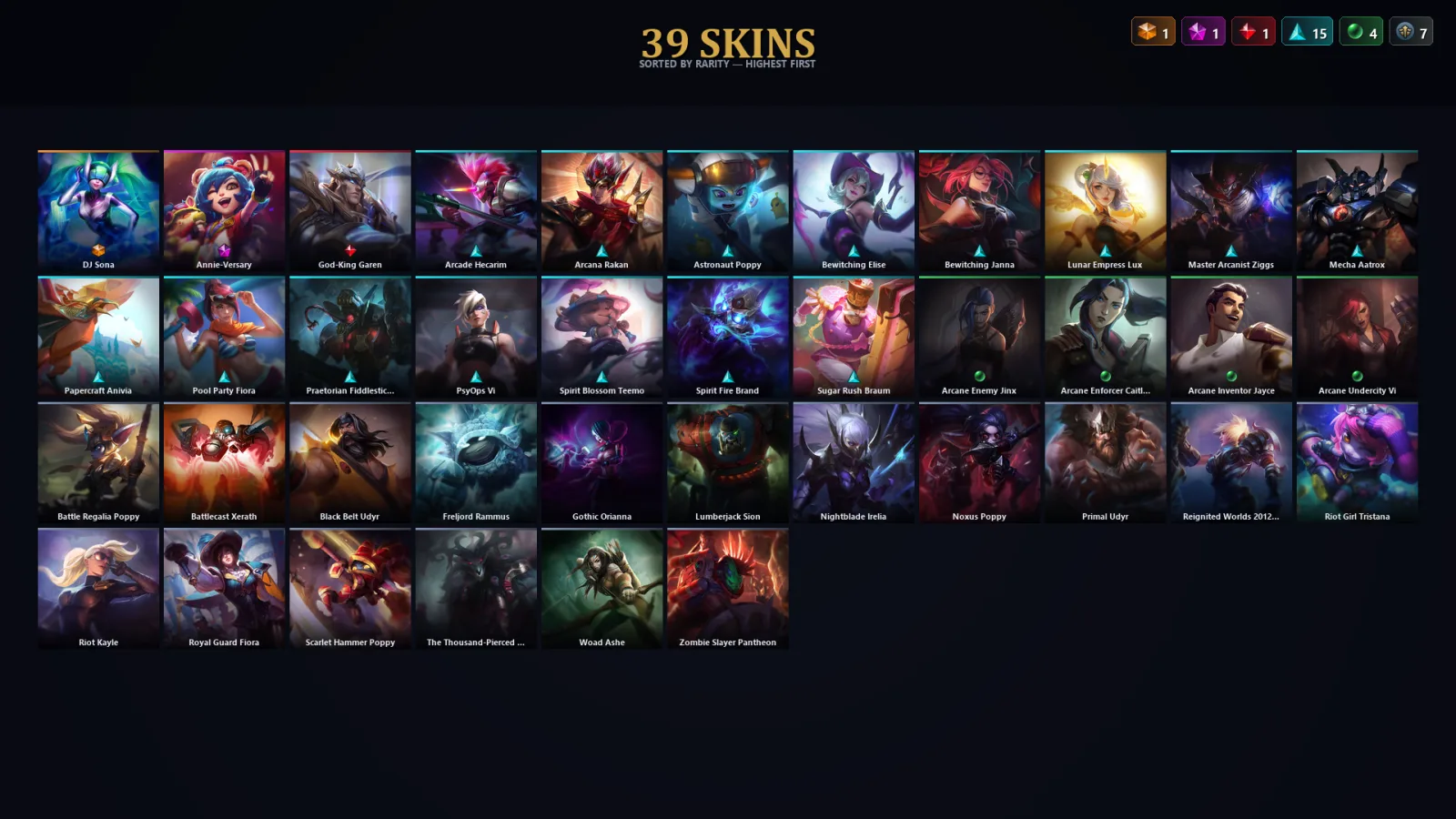 [LoL] | TR | Level 118 | 62 Champions | 39 Skins