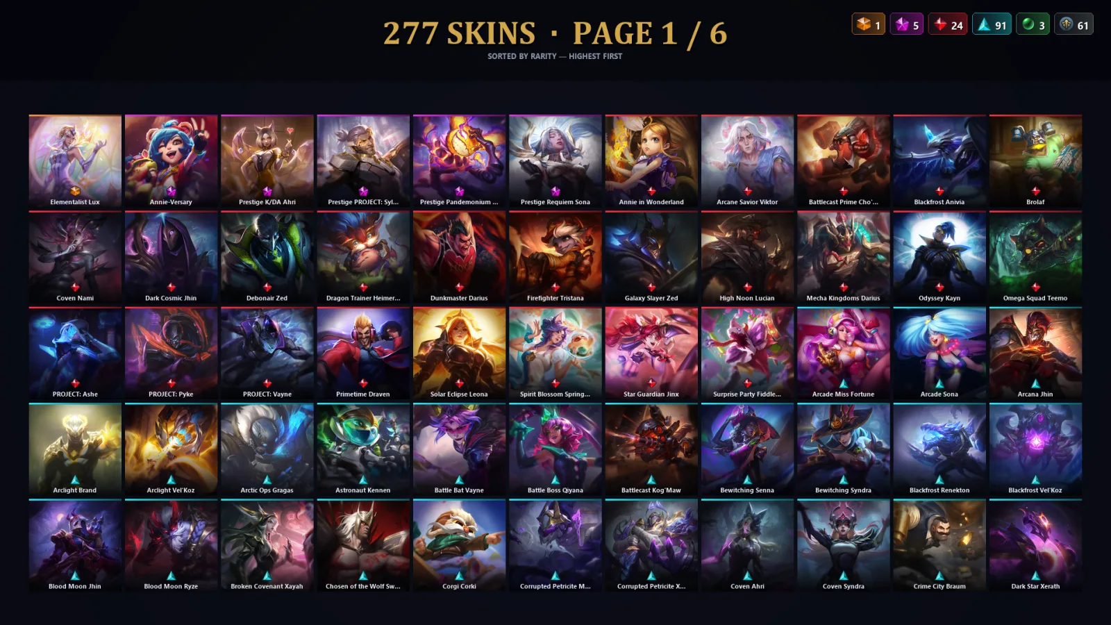 [LoL] | EUW | Level 30 | 165 Champions | 277 Skins | 55,666 BE