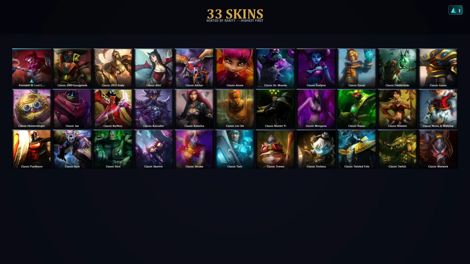 [LoL] | EUW | Level 33 | Silver IV | 70 Champions | 1 Skins
