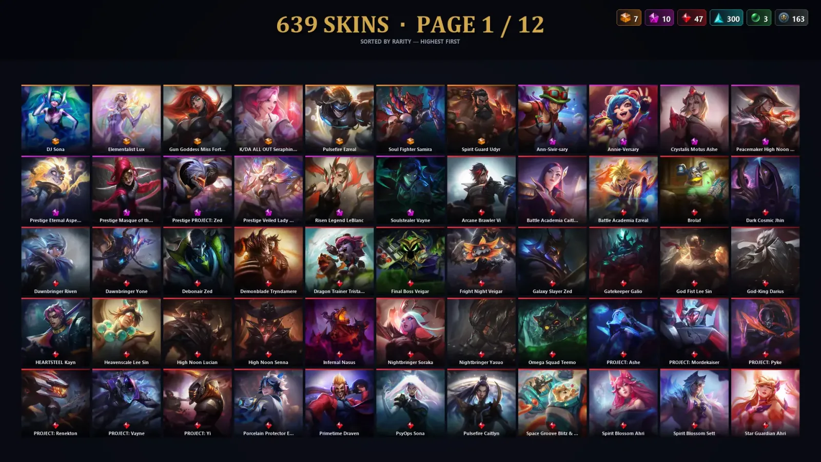 [LoL] | EUW | Level 500 | 173 Champions | 639 Skins